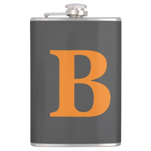 Grey orange modern monogrammed professional flask