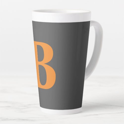 Grey orange modern monogrammed professional latte mug