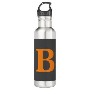 Grey orange modern monogrammed professional stainless steel water bottle