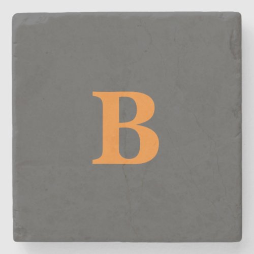 Grey orange modern monogrammed professional stone coaster