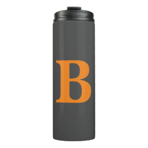 Grey orange modern monogrammed professional thermal tumbler