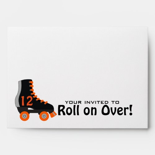 Grey  Orange Roller Skate Invitation Envelope