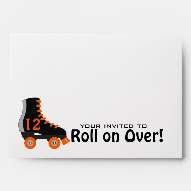 Grey & Orange Roller Skate Invitation Envelope (Front)