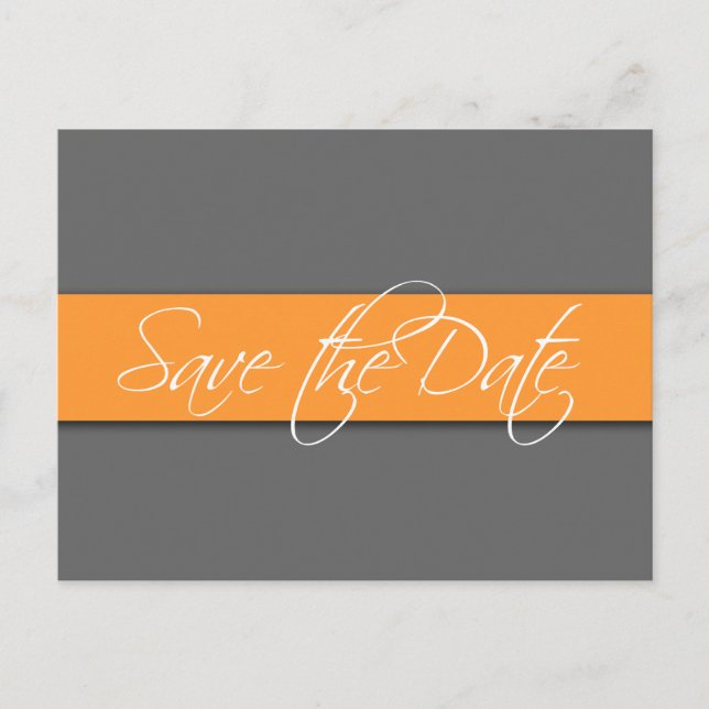 Grey Orange Save the Date Postcards Wedding (Front)