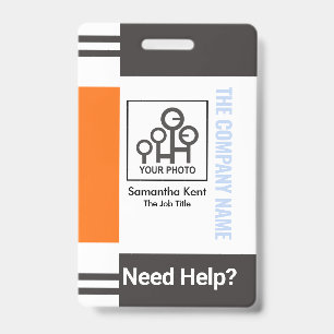 Grey Orange Stripe Column Photo Template Badge