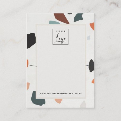 Grey Orange Terrazzo Band Necklace Display Logo Business Card