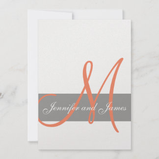Grey Orange Wedding Invitation | Monogram Names