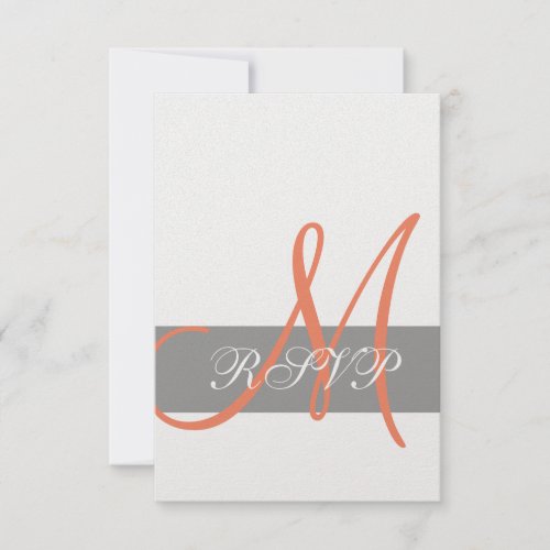 Grey Orange Wedding RSVP Card | Monogram Names