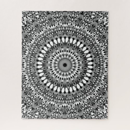 Grey Ornate Gravel Mandala Jigsaw Puzzle