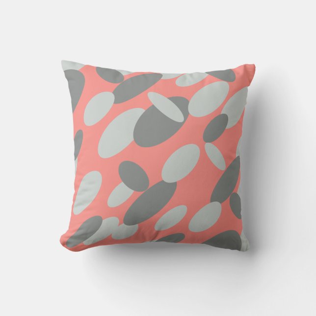 Grey Oval Spots Pattern Cushion Pillow (Front)