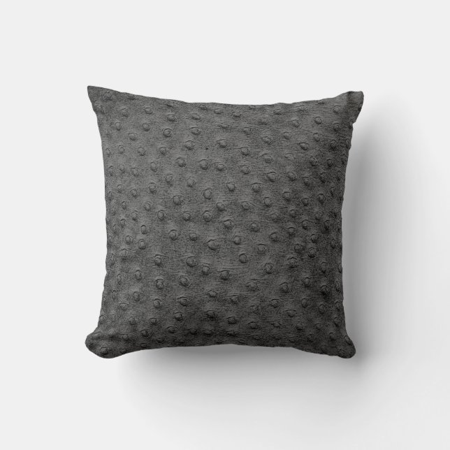 Grey Oversized Ostrich Leather Grain Pillow (Front)