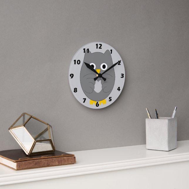 Grey Owl Design Round Clock (Office)