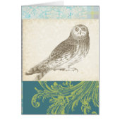 Grey Owl on Pattern Background Cards (Front)