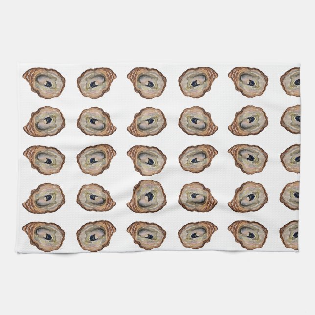 Grey oyster shell tea /Kitchen Towels (Horizontal)