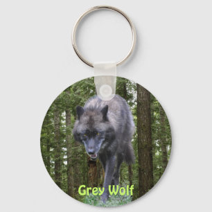 GREY PACK WOLF & FOREST Nature Collection Keychain