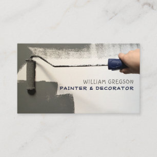 Grey Paint Roller, Painter & Decorator Business Card