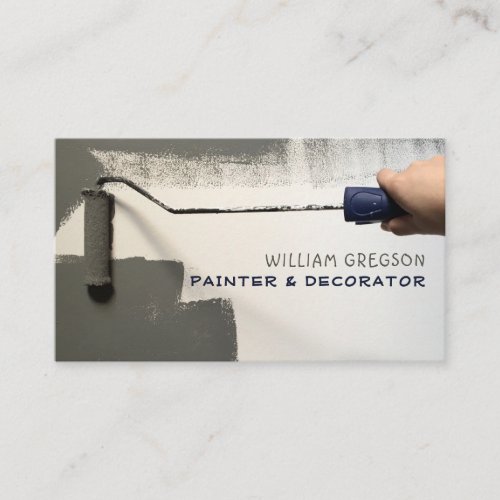 Grey Paint Roller Painter  Decorator Business Card