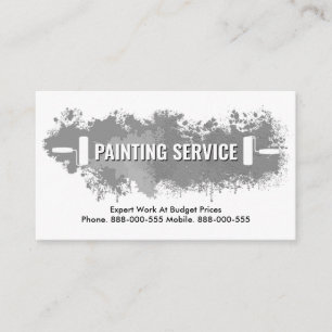 Grey Paint Splatter Painting Service Business Card