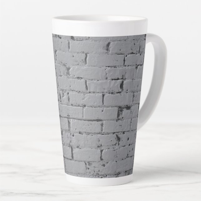 Grey Painted Brick Wall Print Latte Mug (Right Angle)