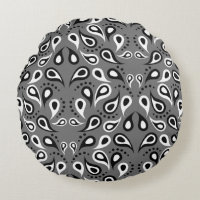 grey paisley round pillow