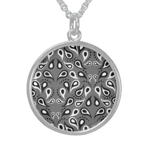 grey paisley sterling silver necklace
