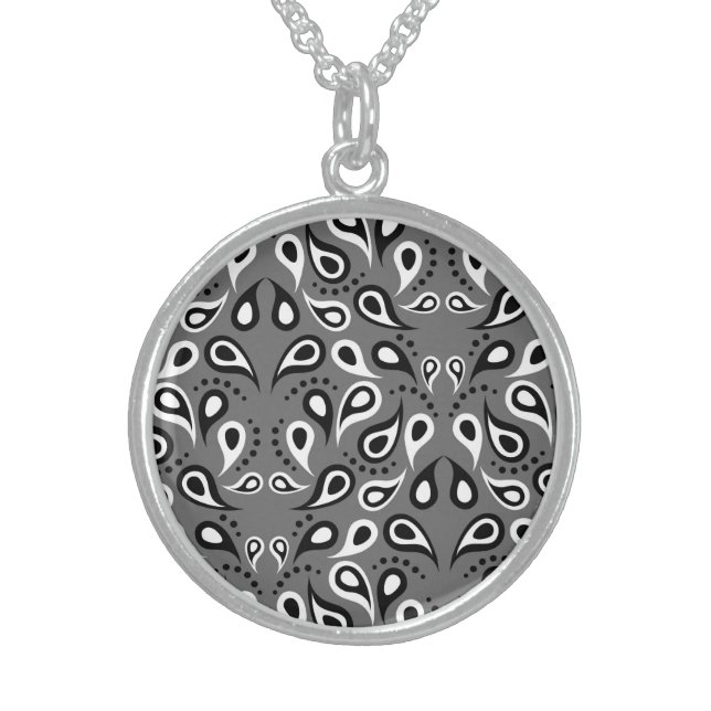 grey paisley sterling silver necklace (Front)