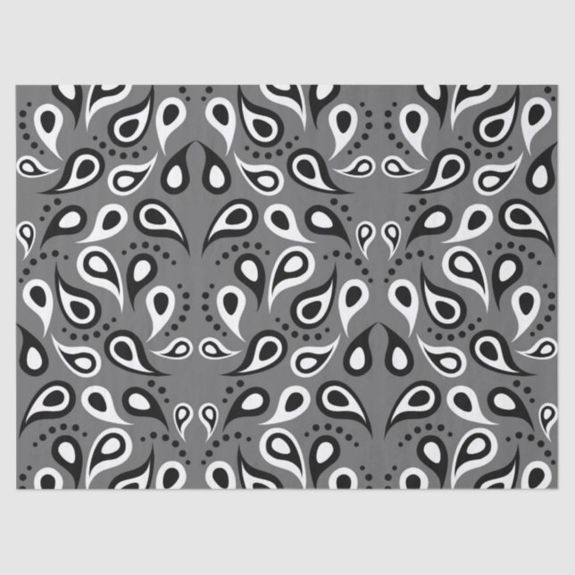 grey paisley tissue paper (Front)