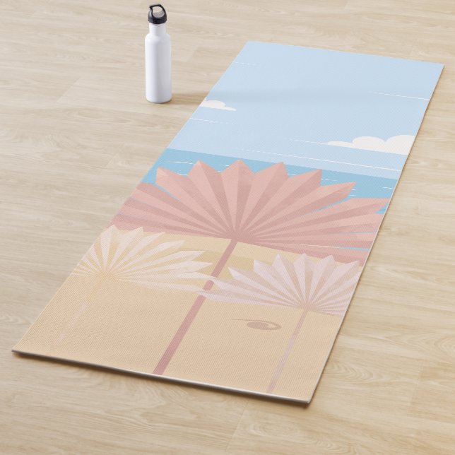 Grey Palm in the Beach Yoga Mat (In Situ)