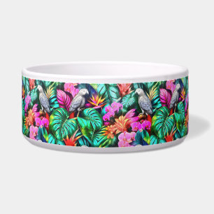 Grey Parrot Jungle Dreams Seamless Surface Pattern Bowl