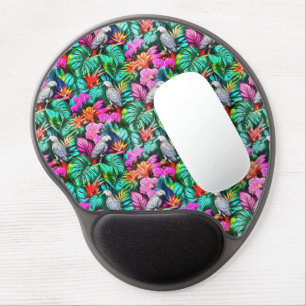 Grey Parrot Jungle Dreams Seamless Surface Pattern Gel Mouse Pad