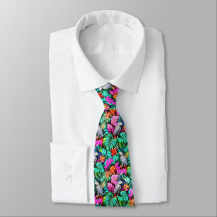 Grey Parrot Jungle Dreams Seamless Surface Pattern Neck Tie