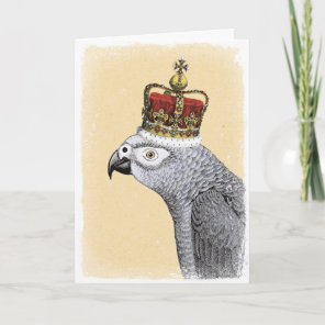 Grey Parrot with Royal Crown Card