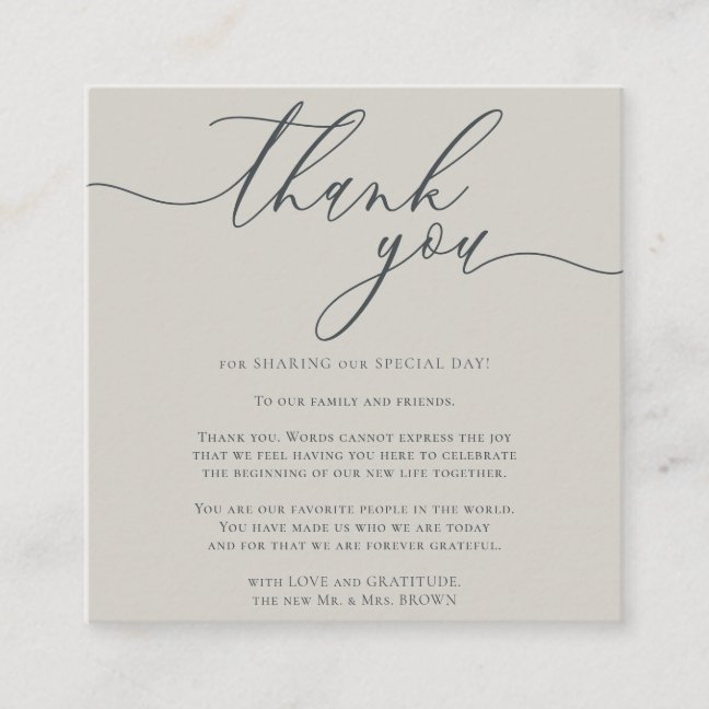 Grey Pastel Colour Custom Photo Thank You Enclosure Card