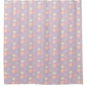 Grey pastel neutral pink dots pattern shower curtain