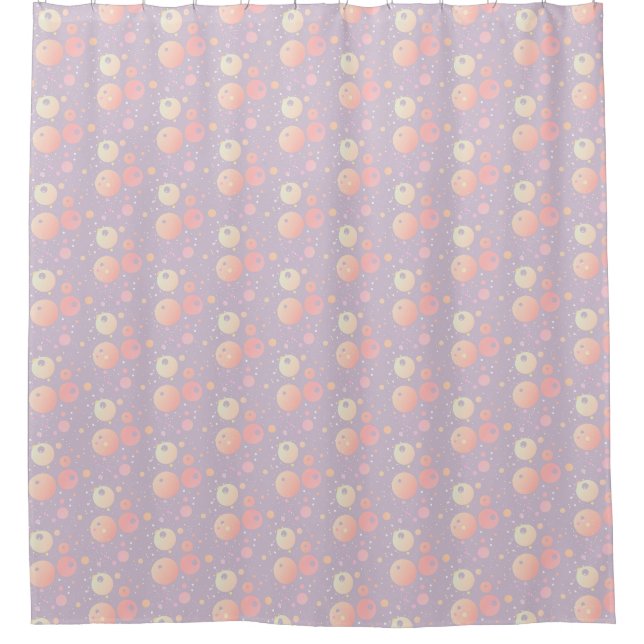 Grey pastel neutral pink dots pattern  shower curtain (Front)