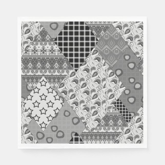 Grey Patchwork Patchwork Pattern  Napkins (Front)