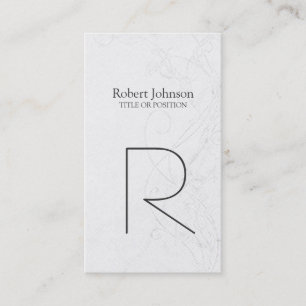 Grey Pattern Black & White Monogram Business Card