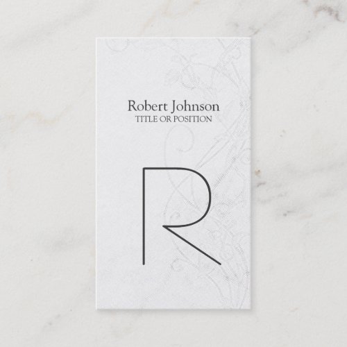 Grey Pattern Black  White Monogram Business Card