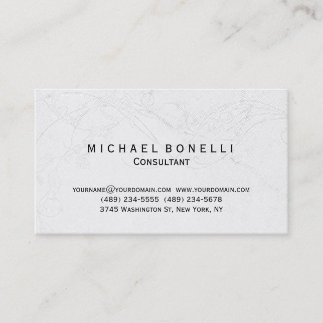 Grey Pattern Minimal Consultant Business Card (Front)
