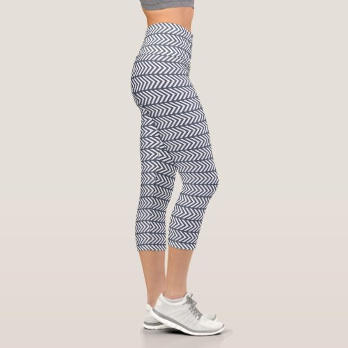 Grey Patterned Capri Leggings