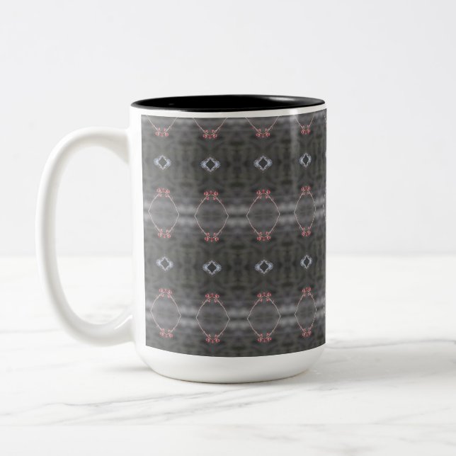 Grey Patterned With Coral Coffee Mug (Left)