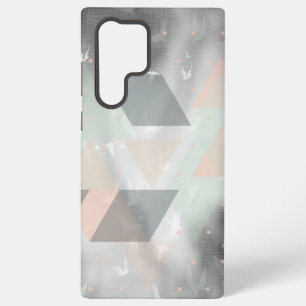 Grey, Peach and Green Trendy Pattern  Samsung Galaxy S22 Ultra Case