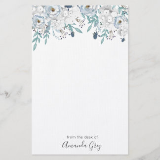 Grey Peonies Personalized Notepad Stationery