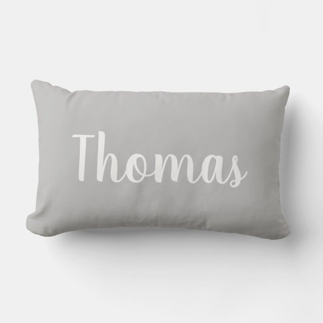 Grey personalised Name Pillow (Front)