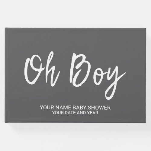 Grey Personalized Baby Boy Shower Guestbook
