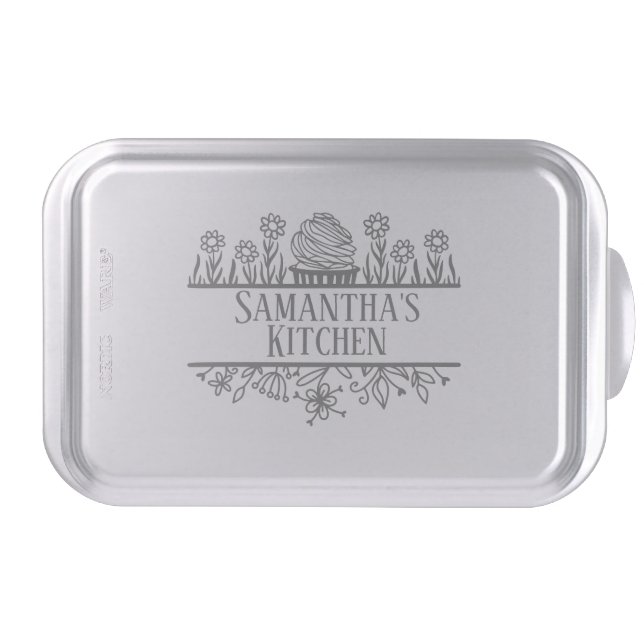 Grey Personalized Baking Cake Pan (Front)