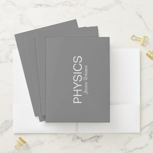 Grey Personalized School Subject Physics Pocket Folder
