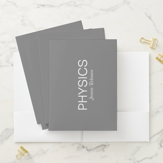 Grey Personalized School Subject Physics Pocket Folder (In Situ)
