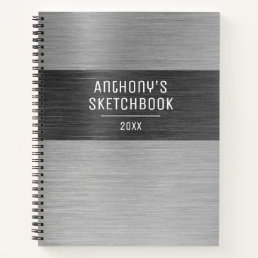 Grey Personalized Sketchbook Your Name Notebook