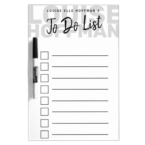 Grey Personalized To Do List  Dry Erase Board